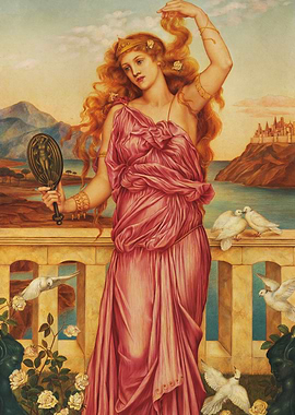 Classical Woman with Mirror and Doves