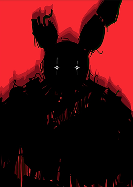 Dark Rabbit Silhouette with Red Background