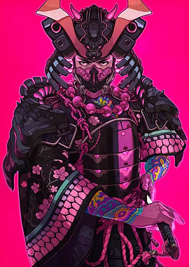 Cyberpunk Samurai with Pink Accents