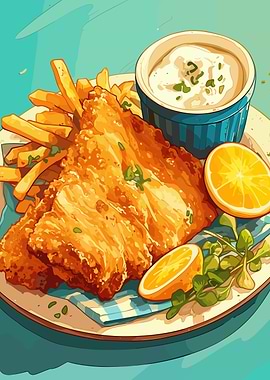 Fish and Chips with Tartar Sauce