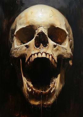 Screaming Skull Oil Painting