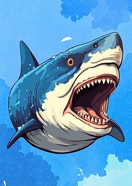 Cartoon Shark with Open Mouth