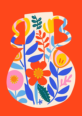 Colorful Floral Arrangement in Vase Illustration