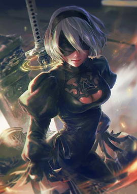 2B Nier Automata Digital Art