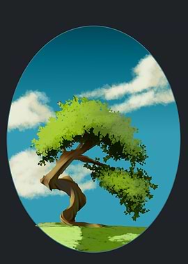 Stylized Tree with Blue Sky