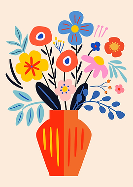 Colorful Floral Arrangement in Vase