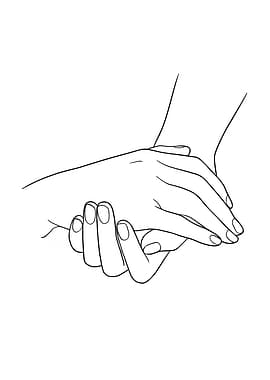 Two Holding Hands Minimalist Line Art