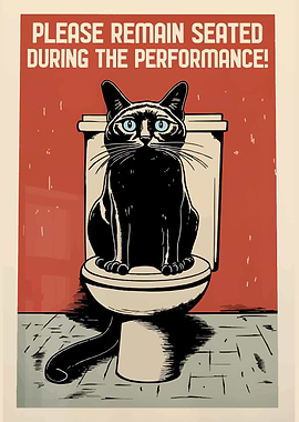 Remain Seated Cat Poster