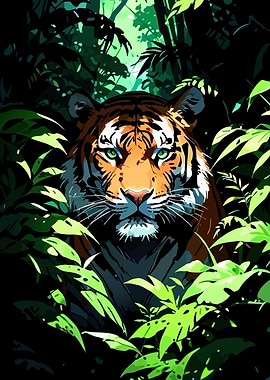 Tiger in Jungle Illustration