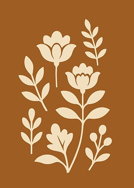 Floral Illustration on Brown Background