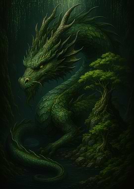 Green Dragon in Forest