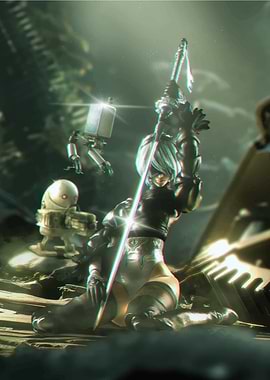 2B Kneeling with Sword, Nier Automata