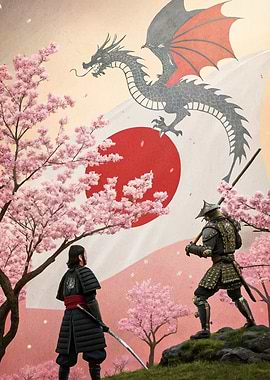 Samurai Dragon Japan Cherry Blossom