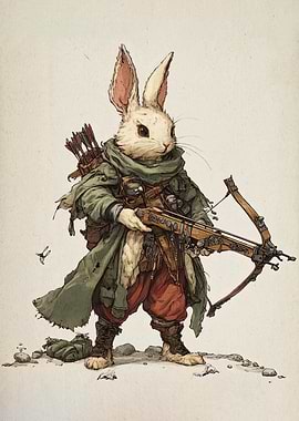 Anthropomorphic Rabbit Warrior with Crossbow