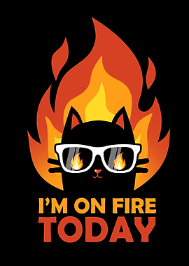 I’m On Fire Today – Funny Cat Art Print