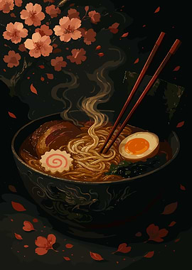 Ramen Bowl with Cherry Blossoms