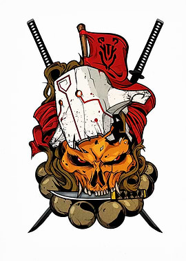 Juggernaut Skull with Katana Swords