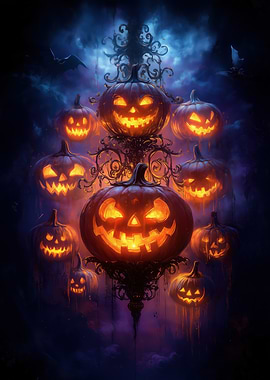 Halloween Pumpkins Glowing in the Dark