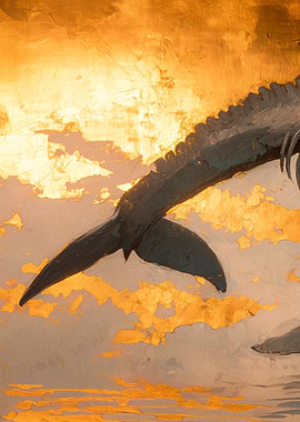 Whale and Red sun - Left Part