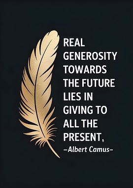 Albert Camus Generosity Quote with Feather
