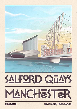 Salford Quays Manchester Travel Poster