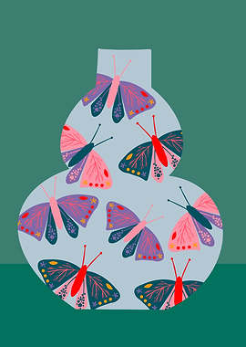 Butterfly Vase Illustration