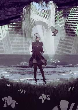 2B in a Post-Apocalyptic Cityscape