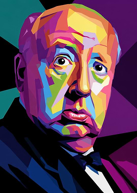 Alfred Hitchcock Colorful Portrait
