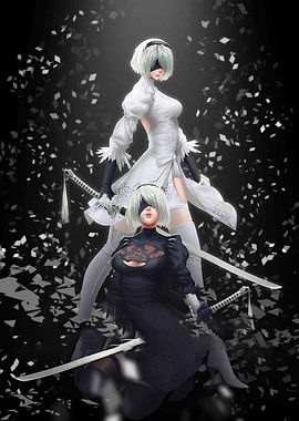 2B and A2 from Nier Automata