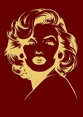 Marilyn Monroe Portrait in Gold and Red