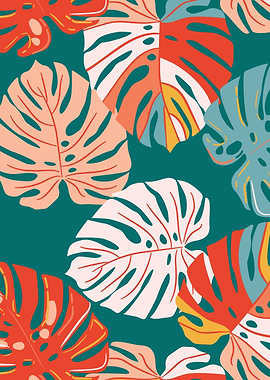 Colorful Monstera Leaf Pattern
