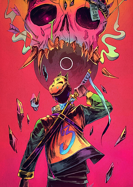 Masked Warrior with Skull and Sword