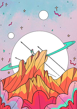 Astronaut on Alien Planet Illustration