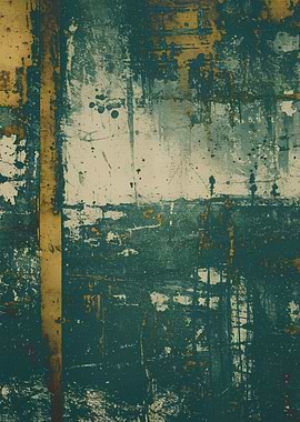 Abstract Grunge Texture with Teal and Gold