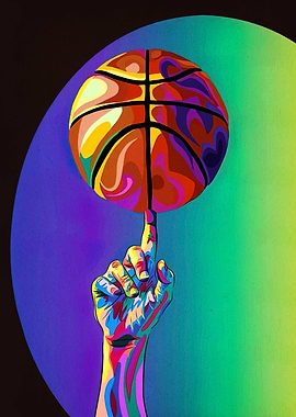 Colorful Basketball Spin Art