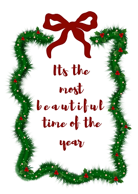 Christmas greeting with garland and bow