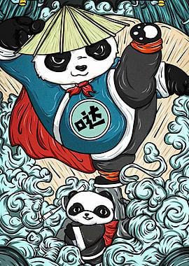 Panda Superhero Cartoon Illustration