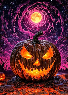 Halloween Pumpkin Swirling Sky