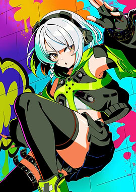 Girl with Graffiti Background