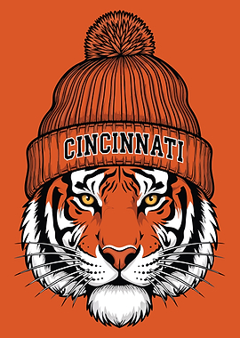 Cincinnati Tiger with Beanie Illustration