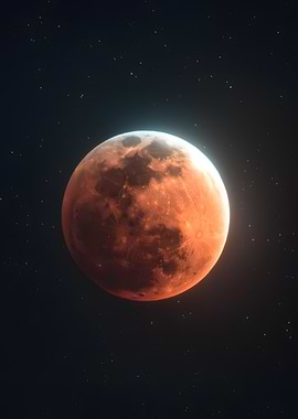 Blood Moon in Starry Night Sky