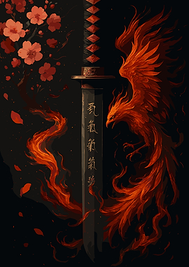 Phoenix and Katana Digital Art