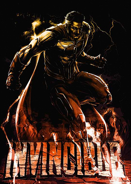 Invincible Superhero in Action Comic Art