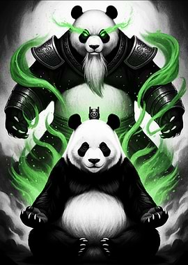 Mystical Panda Warriors with Green Energy