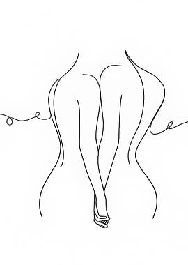 Minimalist Line Art: Couple Holding Hands