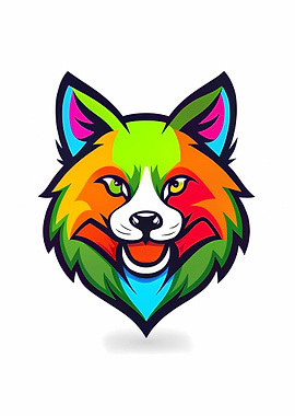 Colorful Geometric Wolf Head — Vibrant Vector Mascot Logo