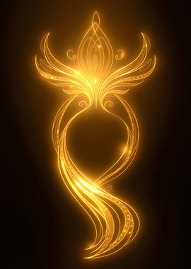 Golden Glowing Abstract Floral Design