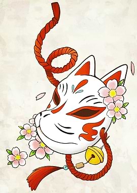 Fox Mask with Cherry Blossoms