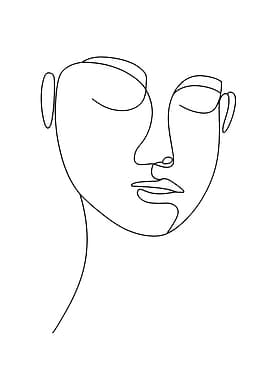 Minimalist Line Art Face Portrait