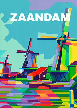Zaandam Windmills Colorful Pop Art
